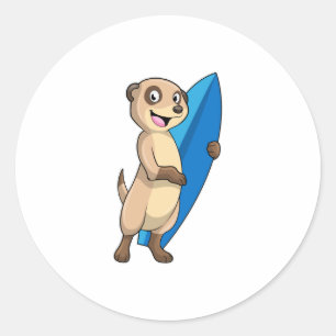 Adesivo Meerkat como Surfer com Surfboard