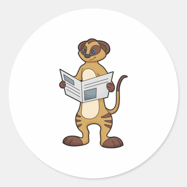 Adesivo Meerkat na leitura de um jornal (Frente)