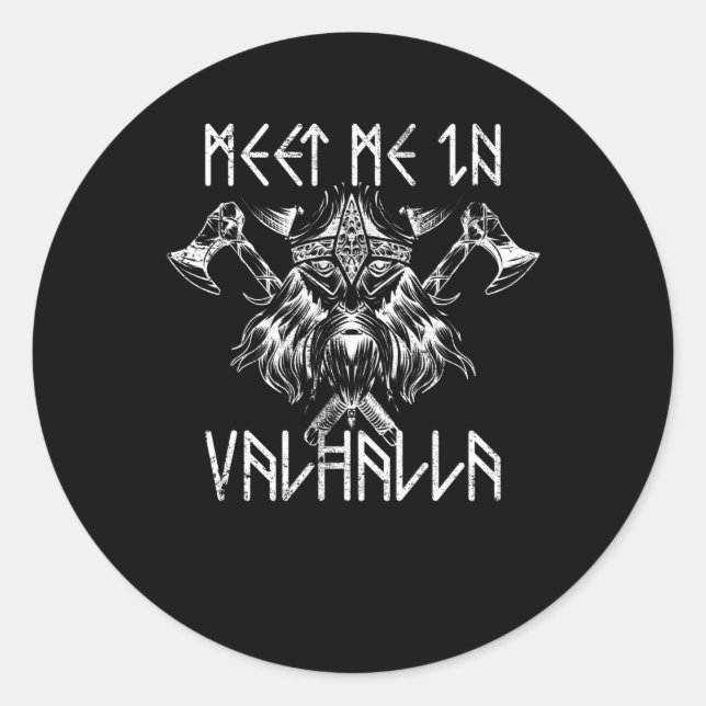 Adesivo Meet Me In Valhalla Nordic Shirt Runes Vikings (Frente)
