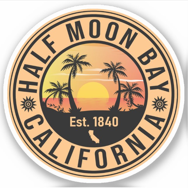 Adesivo Mef Moon Bay California Retro Sunset Souvenirs (Frente)