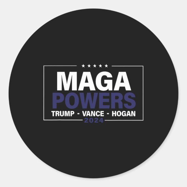 Adesivo Mega Powers Trump Vance Hogan 2024 Funny Patriótic (Frente)