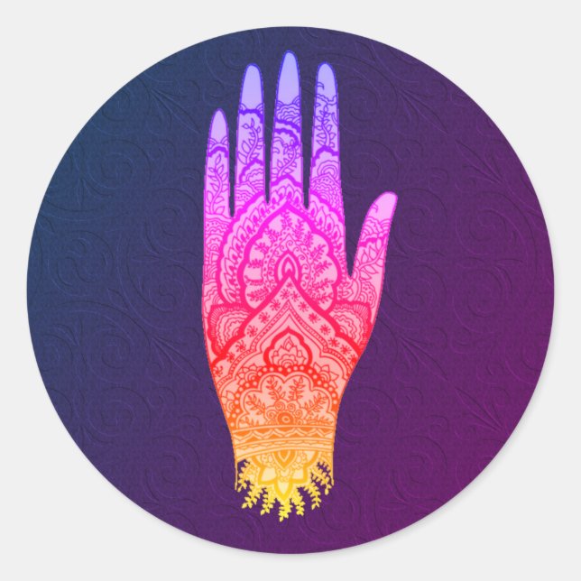 Adesivo Mehndi Hand Tattoo Art Rainbow (Frente)