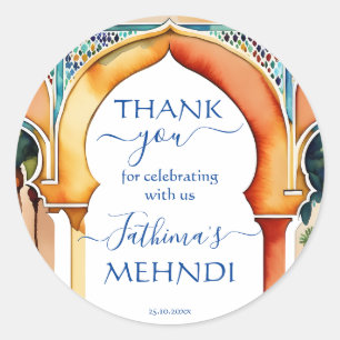 Adesivo Mehndi Marrocos, obrigado de arco árabe, você é a 