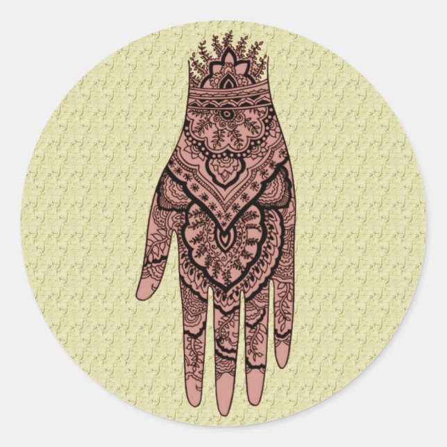 Adesivo Mehndi Tatuagem de Mão Design (Frente)
