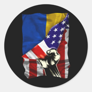 Adesivo Meia Bandeira Americana Raízes Ucranianas Bandeira