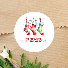 Adesivo Meia de Natal Aquarela Colorida Personalizada