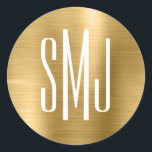 Adesivo Meia letra dourada - Monograma<br><div class="desc">Um simples design monograma de três letras em adesivos de favor. Vedantes de envelope monograma de casal de casamento. O plano de fundo apresenta um gráfico de arte digital com formato metálico ombre e falso ouro. O efeito de arte digital impressão como uma foto com um design de texto monograma....</div>