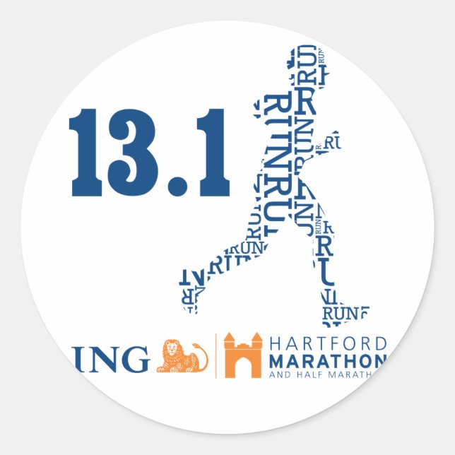 Adesivo Meia-maratona de Hartford: 13.1 (Frente)