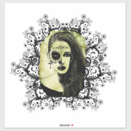 Adesivo Meia Rapariga Do Crânio No Dia Da Rua De Arte góti