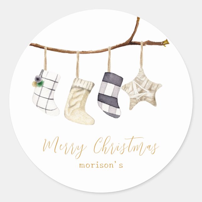 Adesivo Meias de aquarelas para o Natal (Frente)