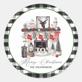 Adesivo Meias de Lareiras de Natal Vermelho Preto e Branco