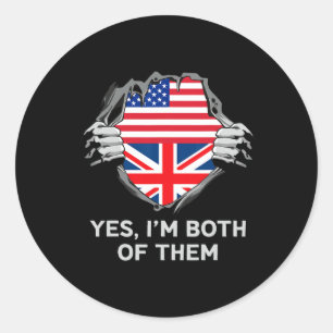 Adesivo Meio Americano Meio Britânico Bandeira EUA Inglate