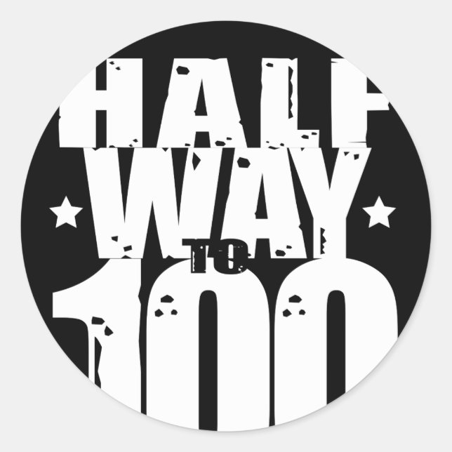 Adesivo Meio caminho para 100 50º aniversário engraçado (Frente)