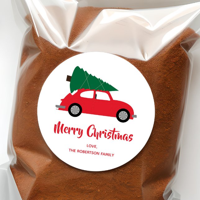 Adesivo Meio século Árvore de Natal Moderna e Carro Vermel (Criador carregado)