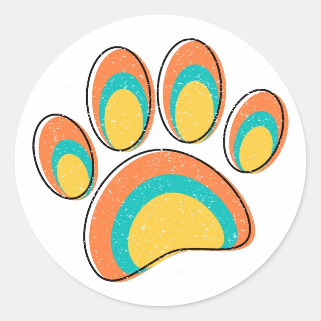 Adesivo Meio século Impressões Modernas de Pata de Cachorr (Frente)