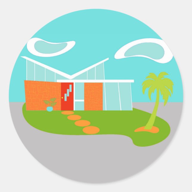 Adesivo Meio século Moderno Cartoon House Stickers (Frente)