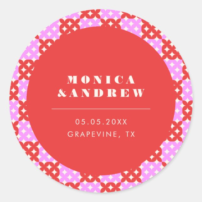 Adesivo Meio século moderno, vermelho retrô e geométrico c (Frente)