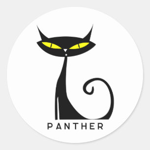 Adesivo Meio século Personalizado Moderno de Gato Negro At