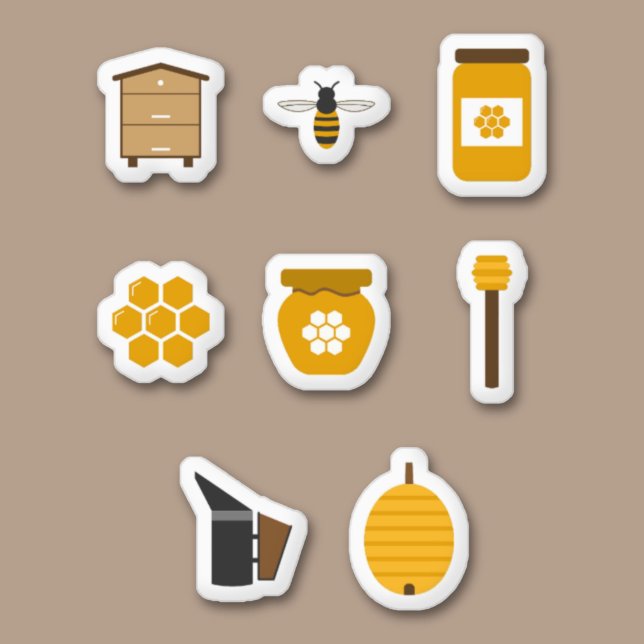 Adesivo Mel, Abelhas e Abelhas (Honey, Bee and Beekeeping Set Stickers)