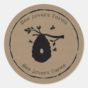 Adesivo Mel Abelhas Rótulo Preto Orgânico