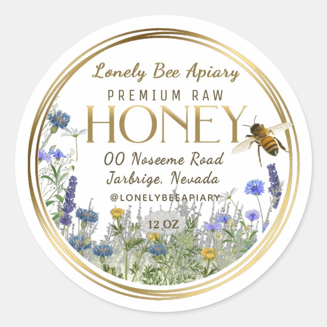 Adesivo Mel Bruto Flores Selvagens Voando Anéis Dourados d (Frente)