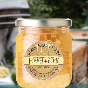 Adesivo Mel com Comb Honey Drives e Honeycomb no Kraft