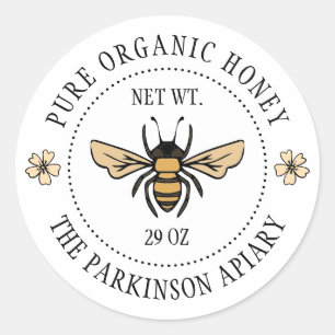 Adesivo Mel Floral Branco Ilustração Apiary Rótulos