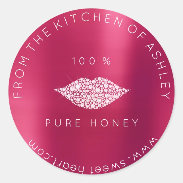 Adesivo Mel Homemada De 100 % De Lábios Brancos De Cozinha (Frente)