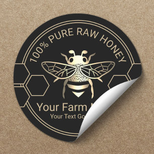 Adesivo Mel Jar Bee Mel Apiary Beekeeper Preto e Dourado