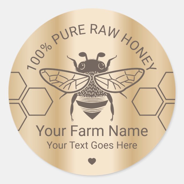 Adesivo Mel Jar Bee Mel Apijoaria Fazenda Dourada (Frente)