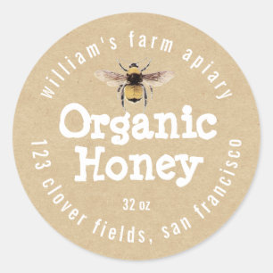 Adesivo Mel Jar Label Honey Bee Apiary Kraft Paper