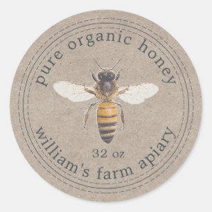 Adesivo Mel Jar Label Honey Bee Apiary Kraft Paper