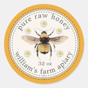 Adesivo Mel Jar Label Honeybee Apiary Mellow Yellow