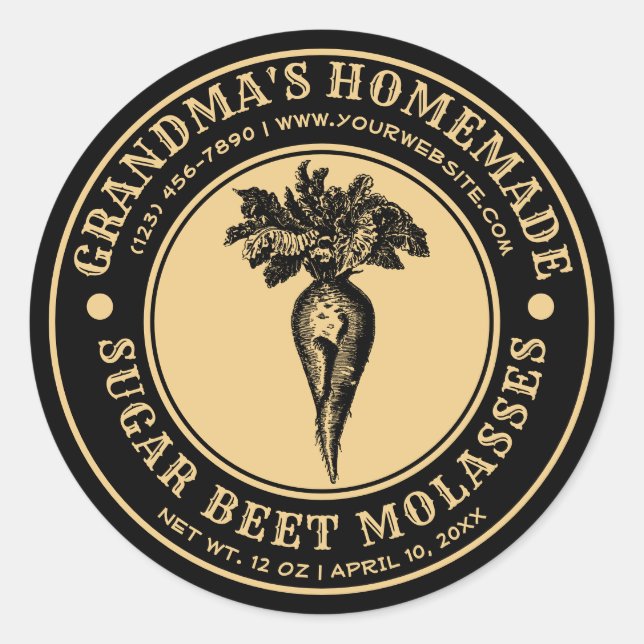 Adesivo Melaço de Beterraba de Açúcar caseiro Modelo (Frente)