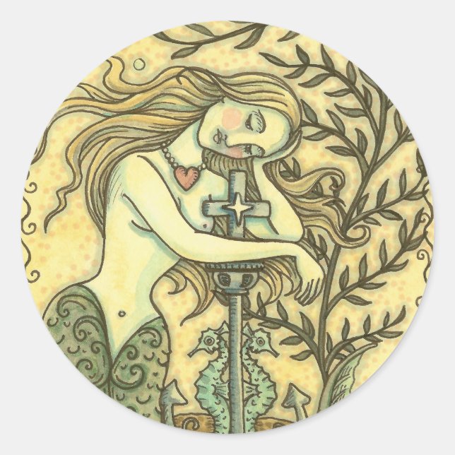Adesivo MELANCHOLY MERMAID FANTASY STICKER FOLHA redonda (Frente)