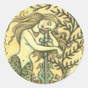 Adesivo MELANCHOLY MERMAID FANTASY STICKER FOLHA redonda