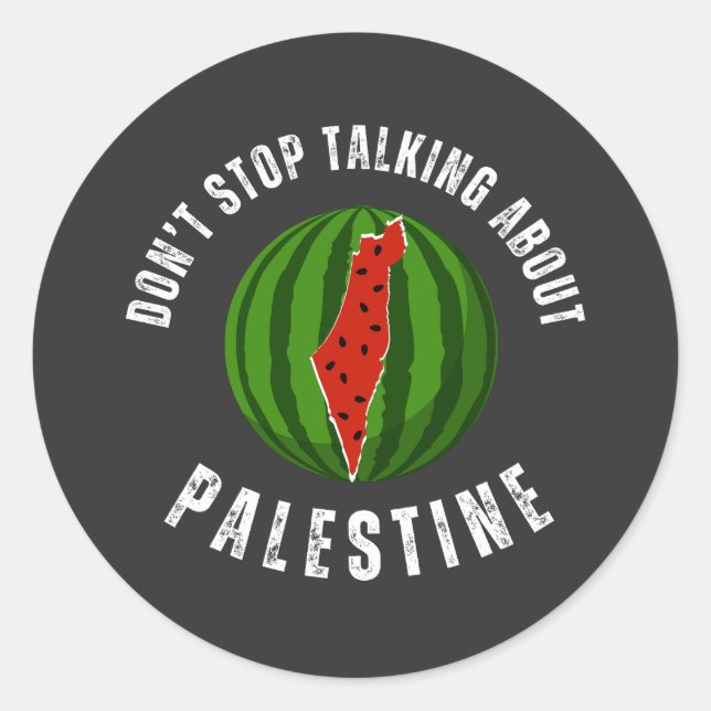 Adesivo Melancia Não pare de falar sobre a Palestina (Frente)