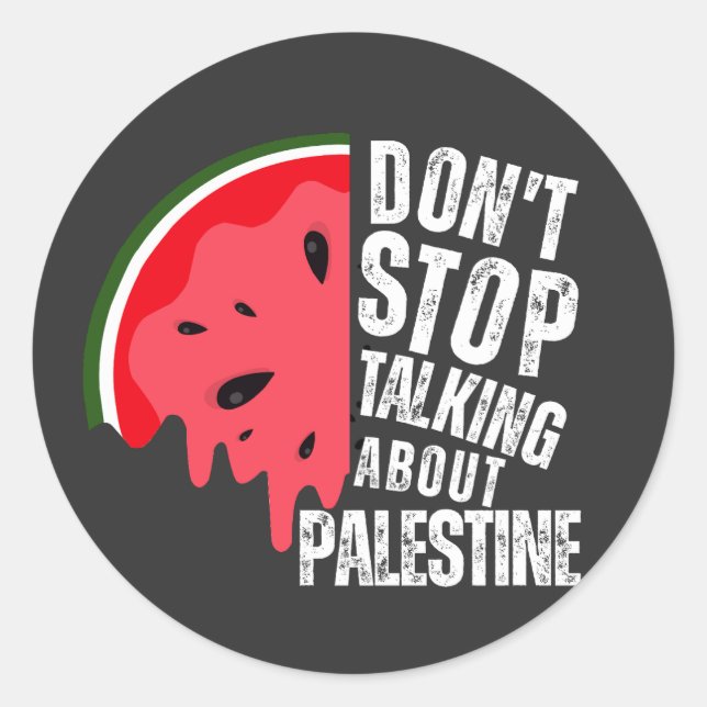 Adesivo Melancia Não pare de falar sobre a Palestina (Frente)