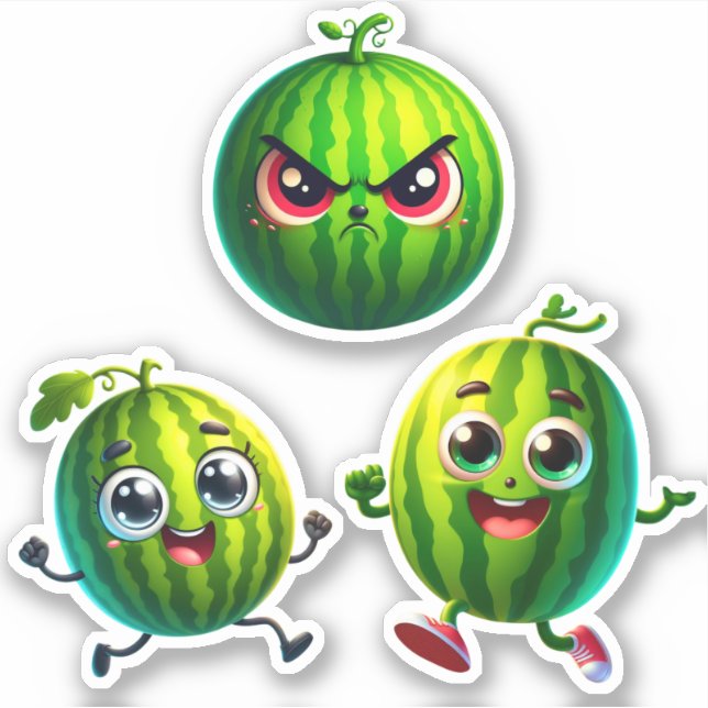 Adesivo melancias felizes e zangadas (Frente)