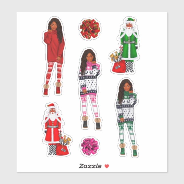 Adesivo Melanin Natal Black Queen Xmas Black Girl Magi (Folha)