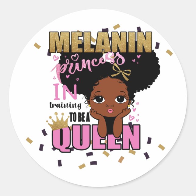 Adesivo Melanin Princess Training To Be Queen Lilibet Gift (Frente)