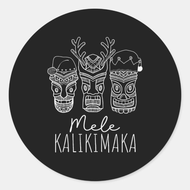 Adesivo Mele Kalikimaka Christmas Hawaiian Santa Tiki Mask (Frente)