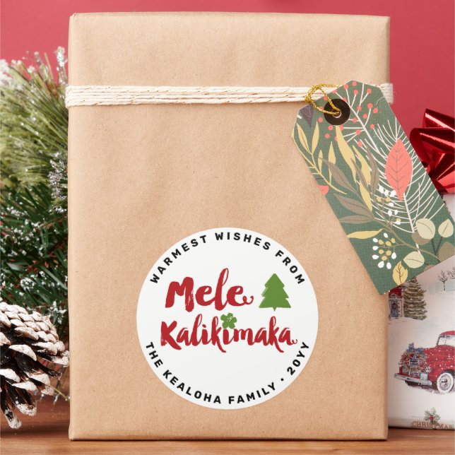 Adesivo Mele Kalikimaka Escova Árvore de Natal Moderna (Feriado)