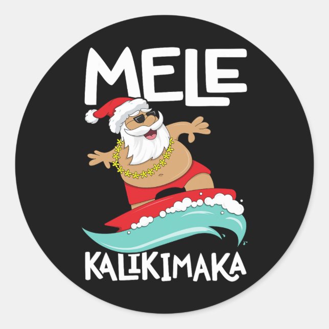 Adesivo Mele Kalikimaka Hawaii no Surfe (Frente)