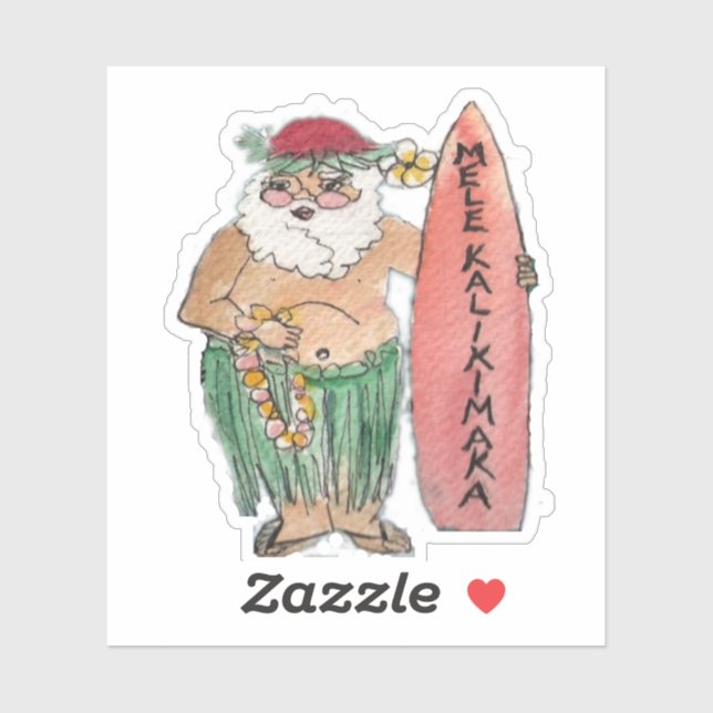 Adesivo Mele Kalikimaka Hawaiian Santa Claus Sticker (Folha)