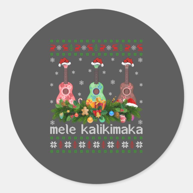 Adesivo Mele Kalikimaka Ukulele Guitar Gift Ugly Ukulele (Frente)
