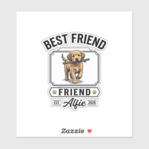 Adesivo Melhor Amigo Alfie Design Vintage Amante de Cães_1