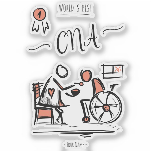 Adesivo Melhor CNA do Mundo - Presente Assistente de Enfer (Frente)