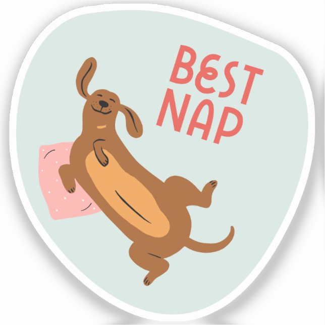 Adesivo Melhor cochilo de cão ilustrado fofo (Frente)