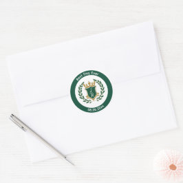 Adesivo Melhor Dia de Casamento Monograma Verde Dourado Br
